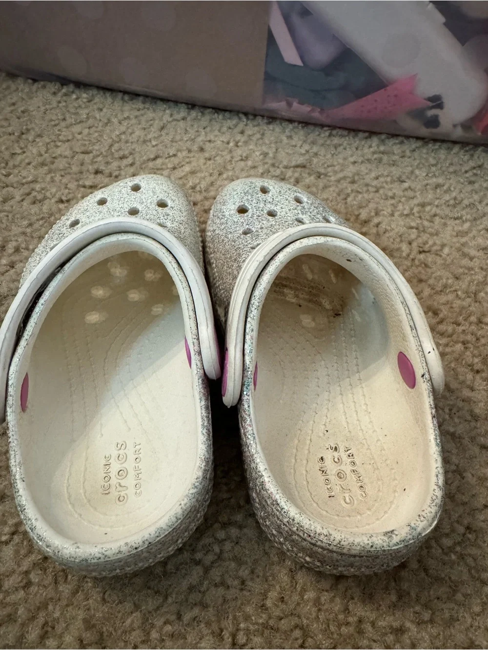 CROCS Baby Walker Purple Glitter Shoes